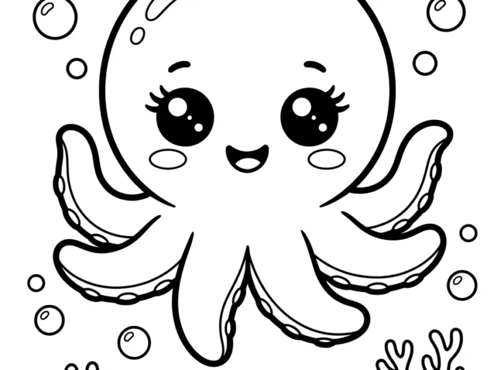 Tranh Tô Màu Bạch Tuộc Chibi Cute