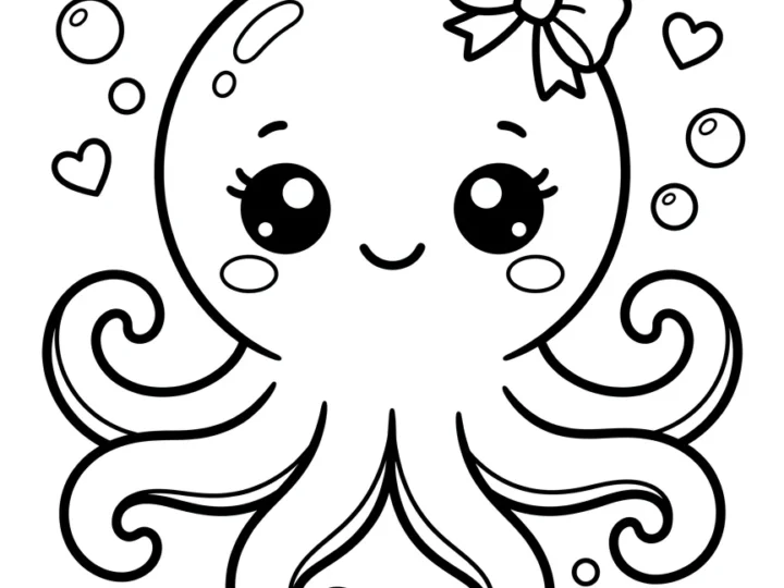 Tranh Tô Màu Bạch Tuộc Kawaii