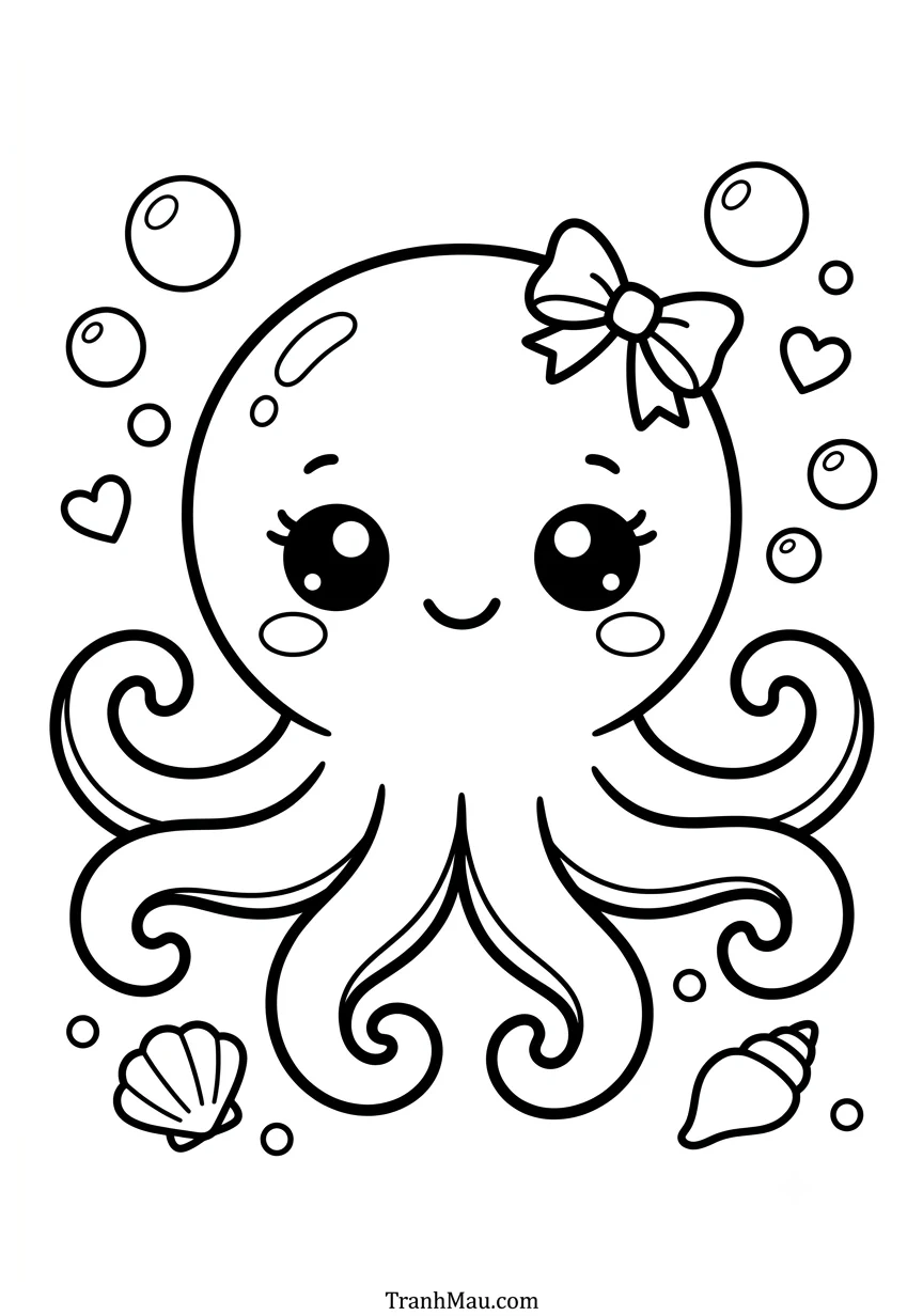 Tranh Tô Màu Bạch Tuộc Kawaii