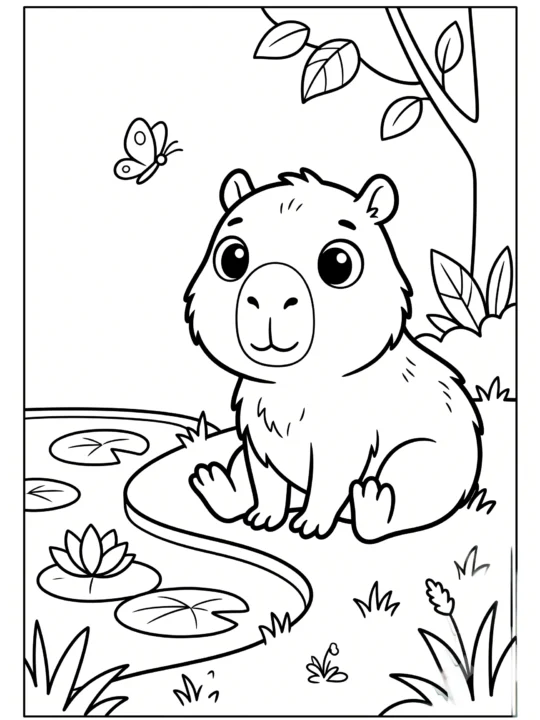 Tranh Tô Màu Capybara Dễ Thương
