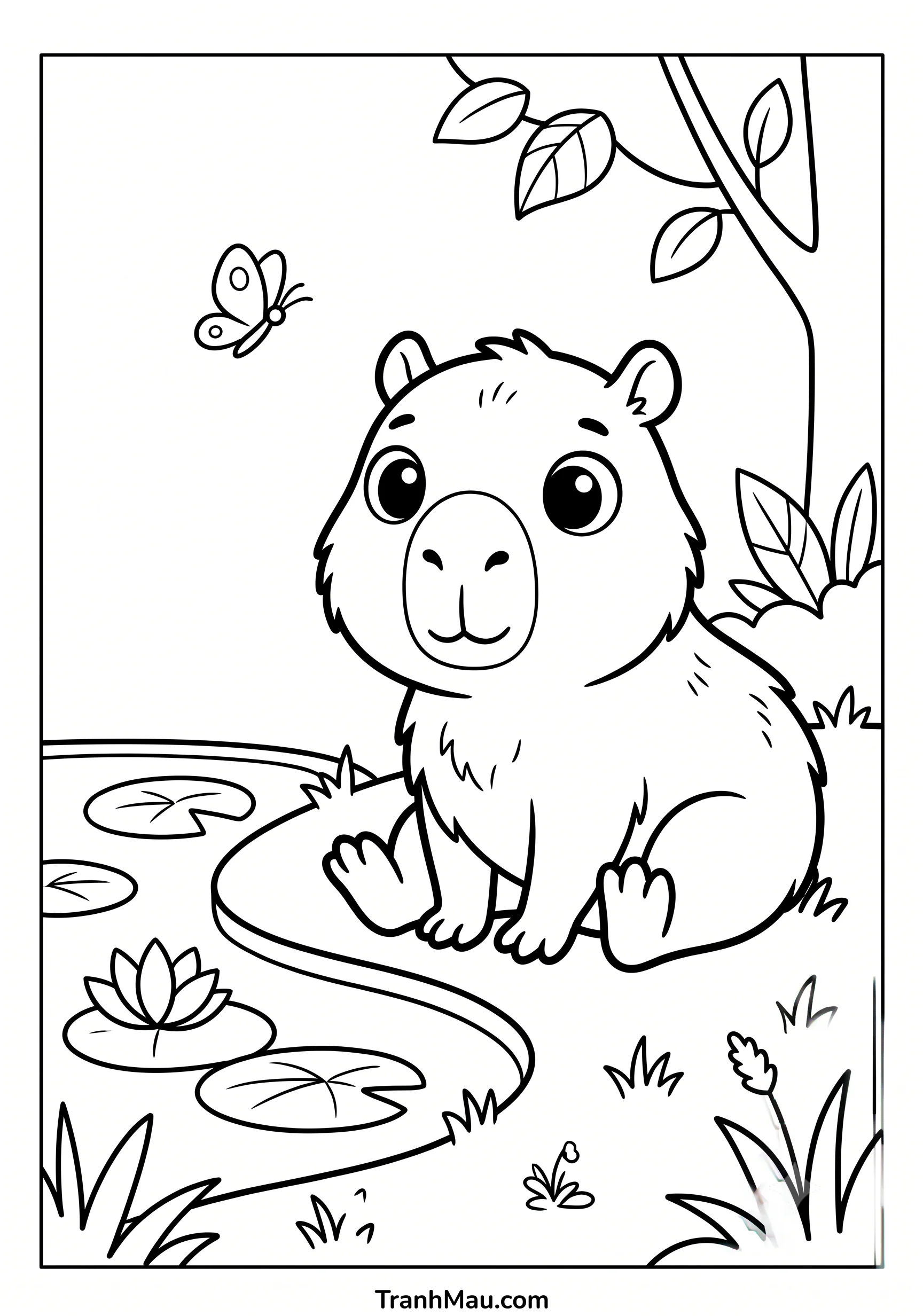 Tranh Tô Màu Capybara Dễ Thương
