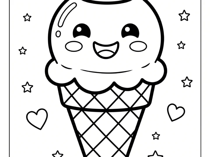 Tranh Tô Màu Cây Kem Cute
