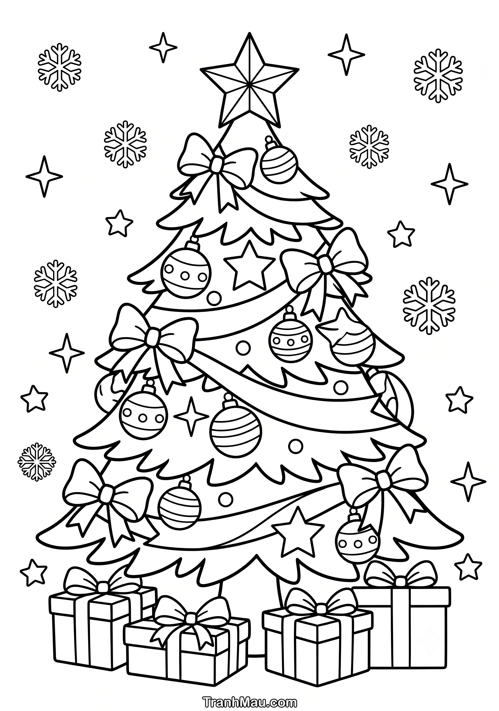 Tranh Tô Màu Cây Thông Noel