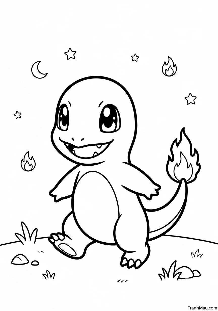 Tranh Tô Màu Charmander Cho Bé