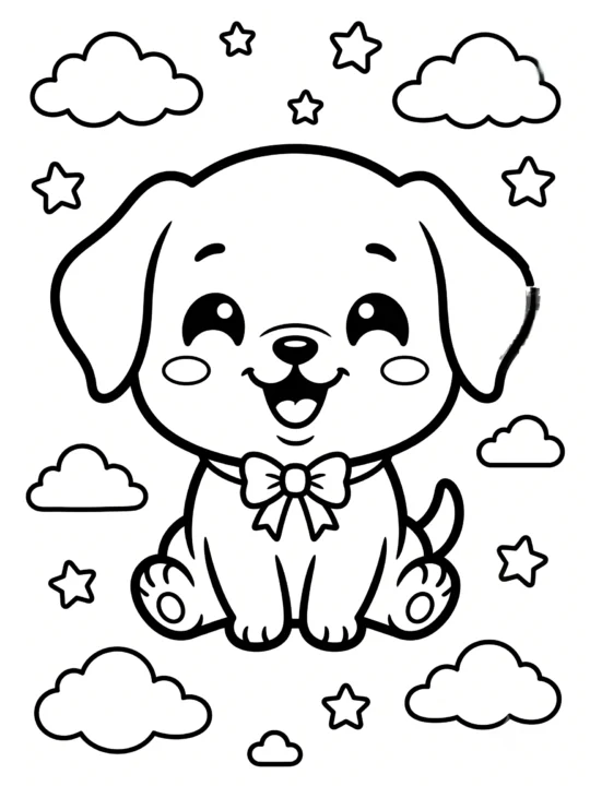 Tranh Tô Màu Chó Chibi Cute
