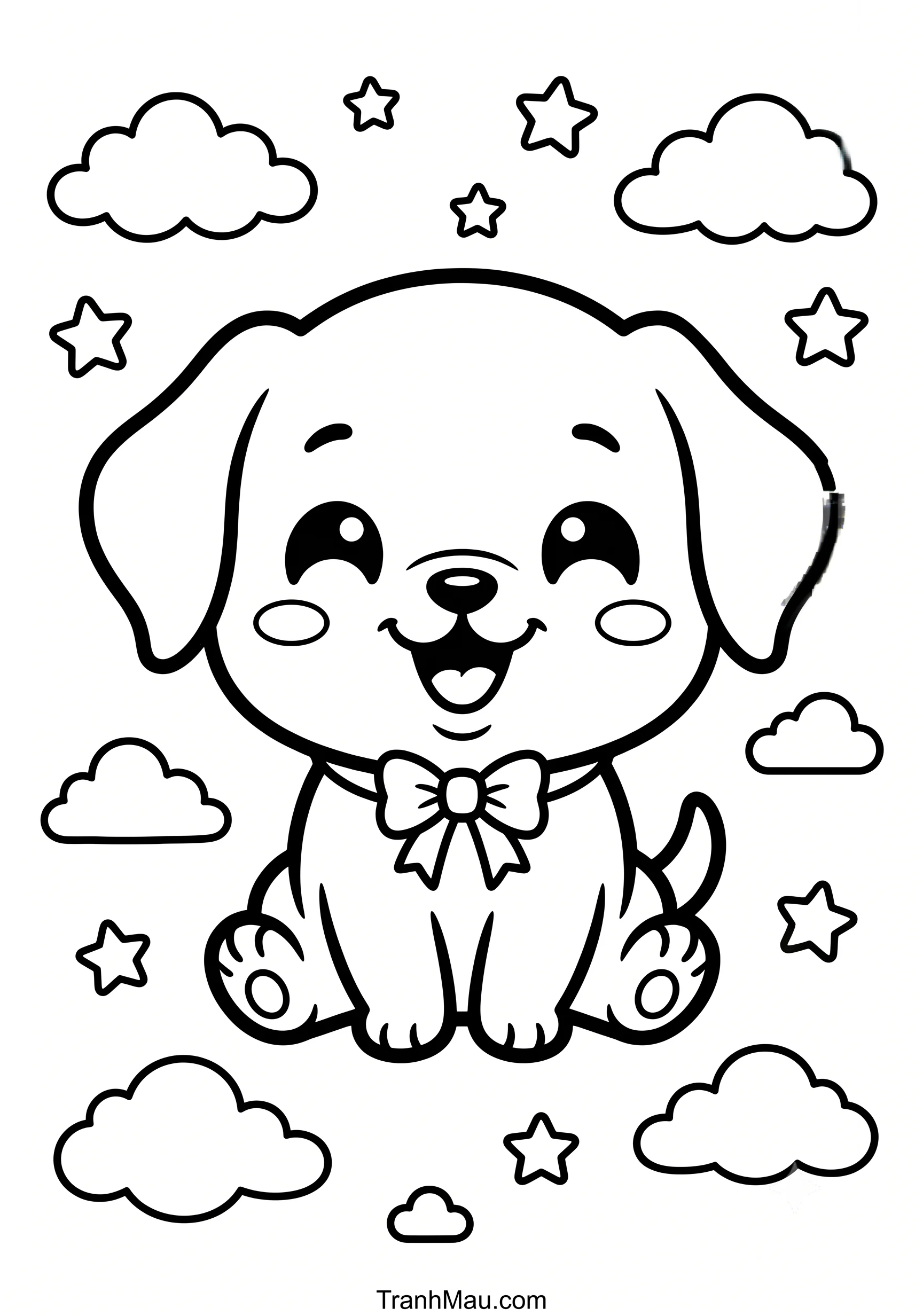Tranh Tô Màu Chó Chibi Cute