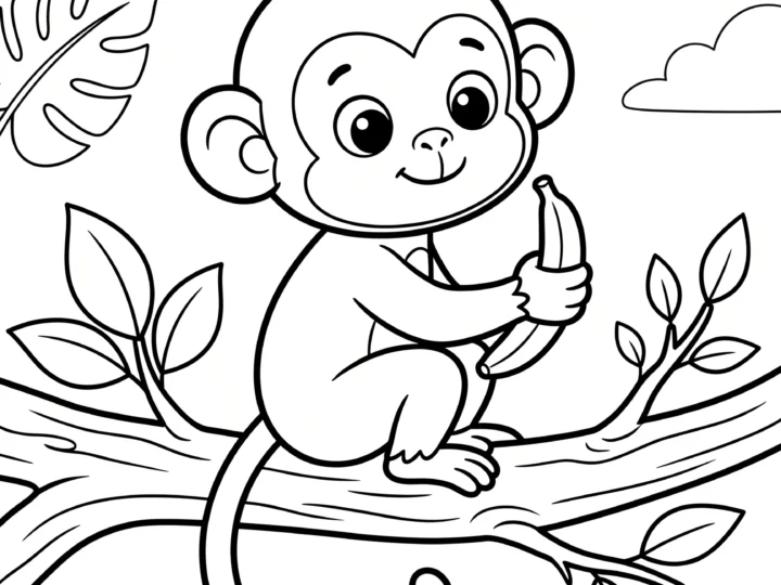 Tranh Tô Màu Con Khỉ Dễ Thương