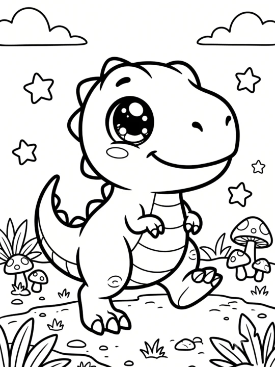 Tranh Tô Màu Dino Chibi Cute