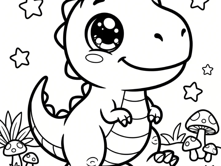 Tranh Tô Màu Dino Chibi Cute