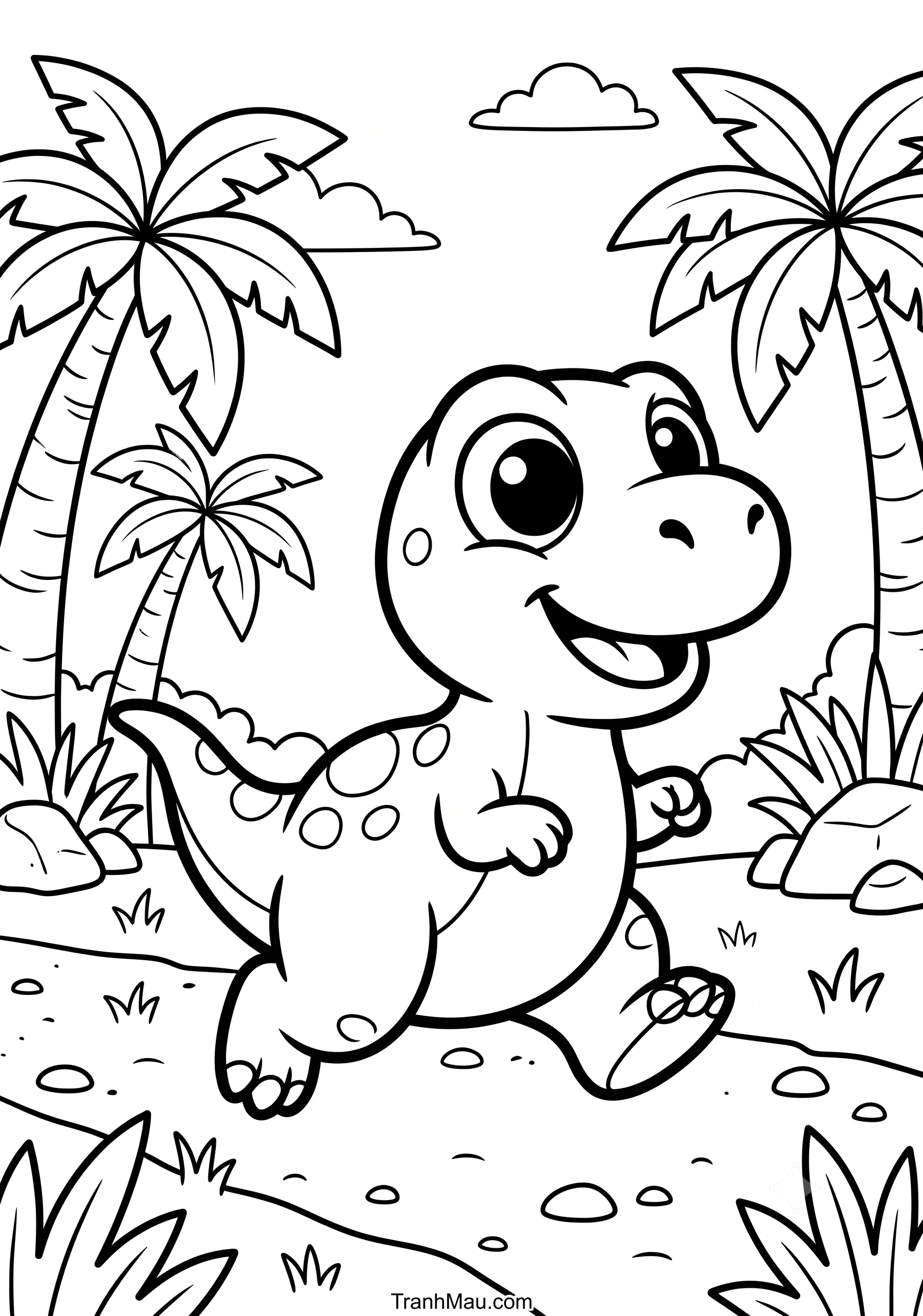 Tranh Tô Màu Dinosaur Hoạt Hình