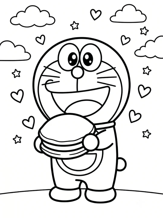 Tranh Tô Màu Doraemon Chibi Cute