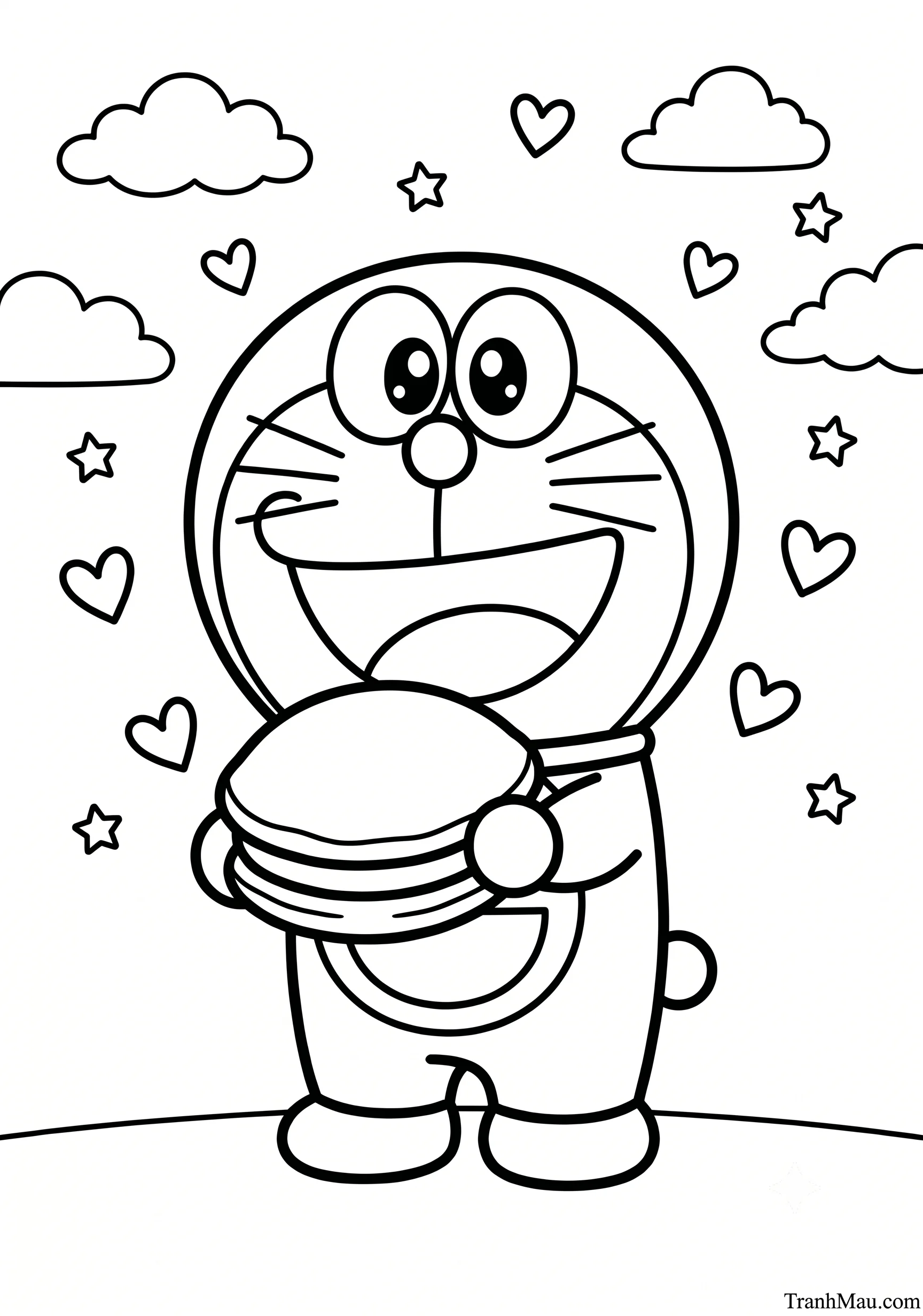 Tranh Tô Màu Doraemon Chibi Cute