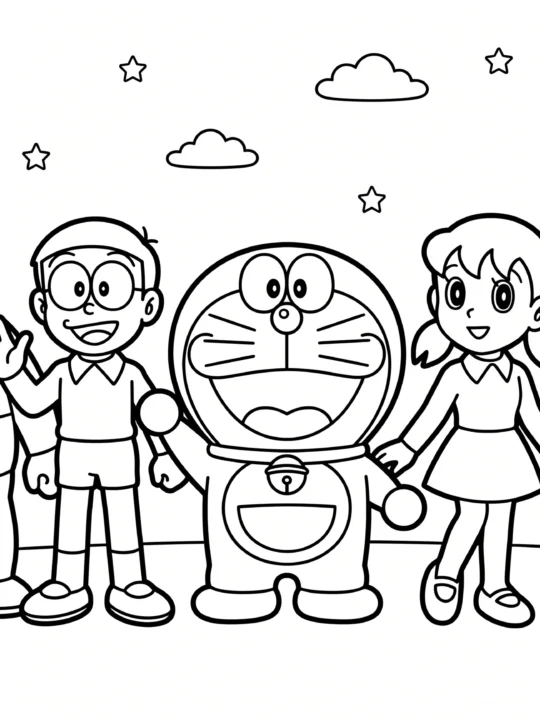 Tranh Tô Màu Doraemon Và Những Người Bạn