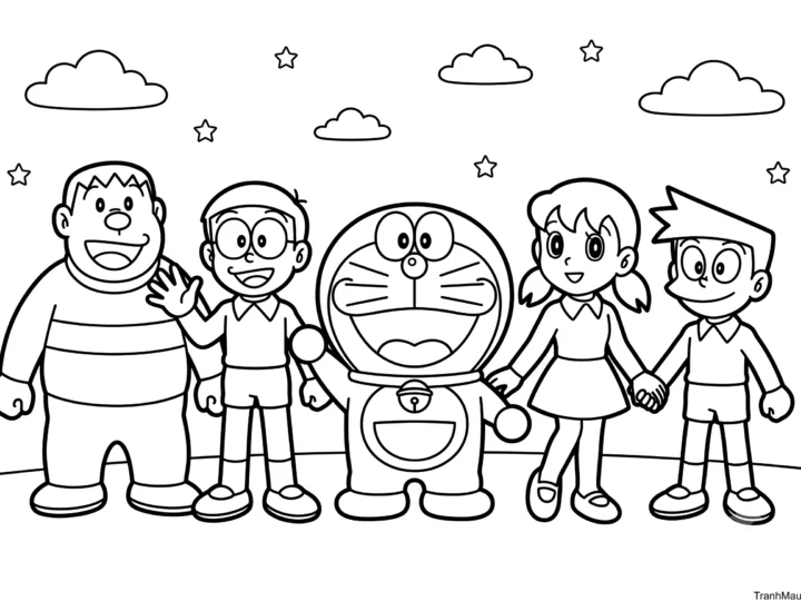 Tranh Tô Màu Doraemon Và Những Người Bạn