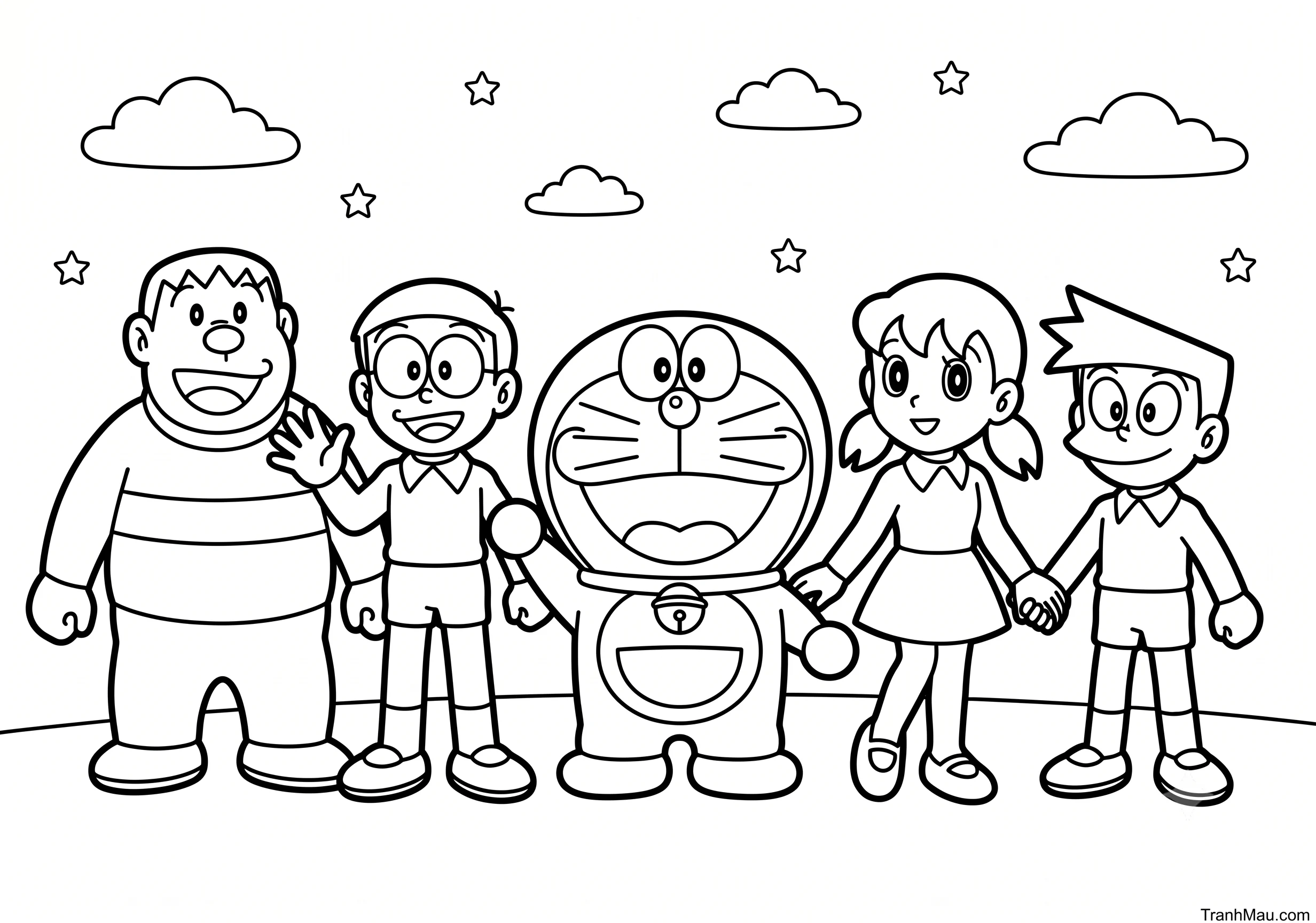 Tranh Tô Màu Doraemon Và Những Người Bạn