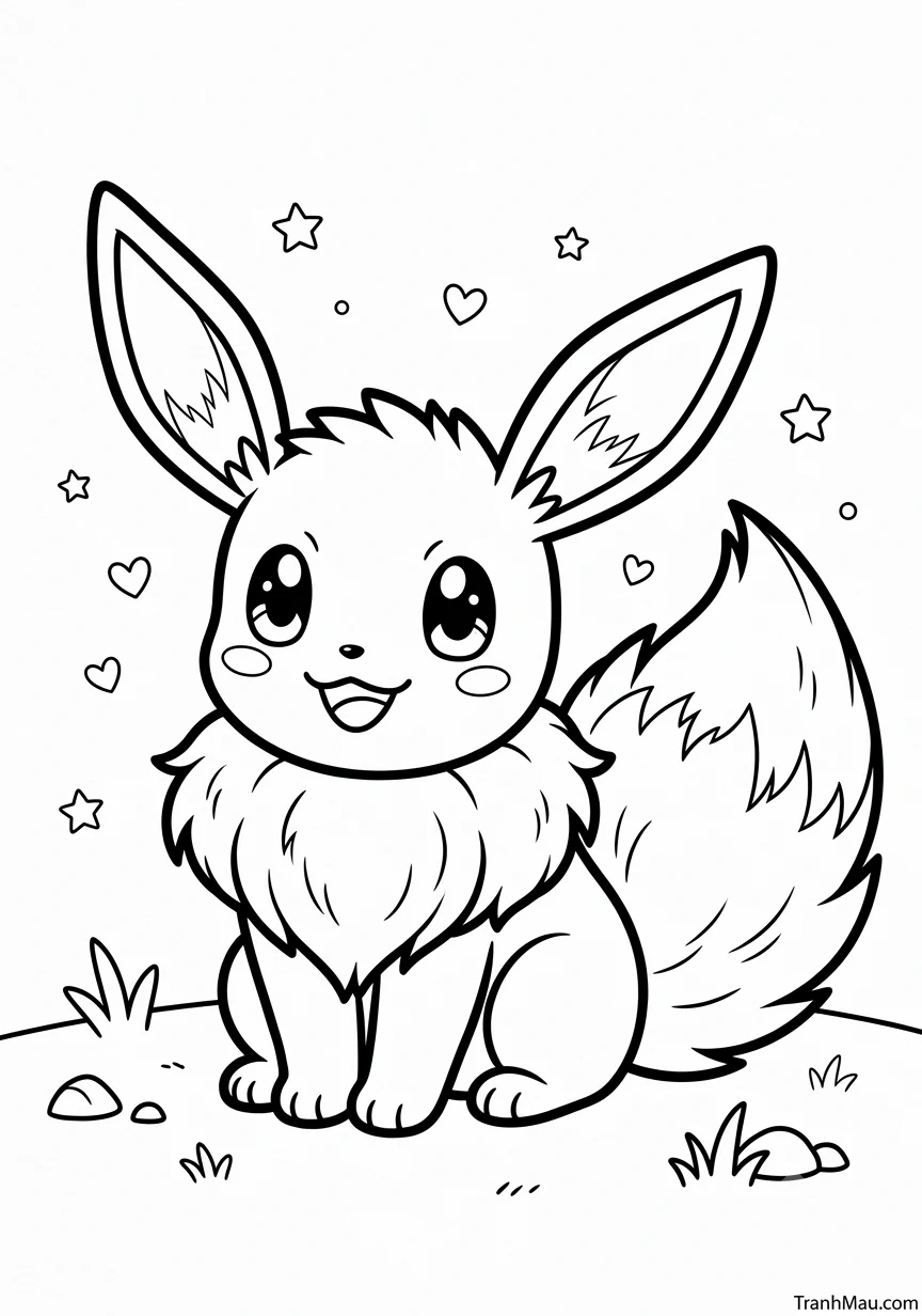 Tranh Tô Màu Eevee Cute