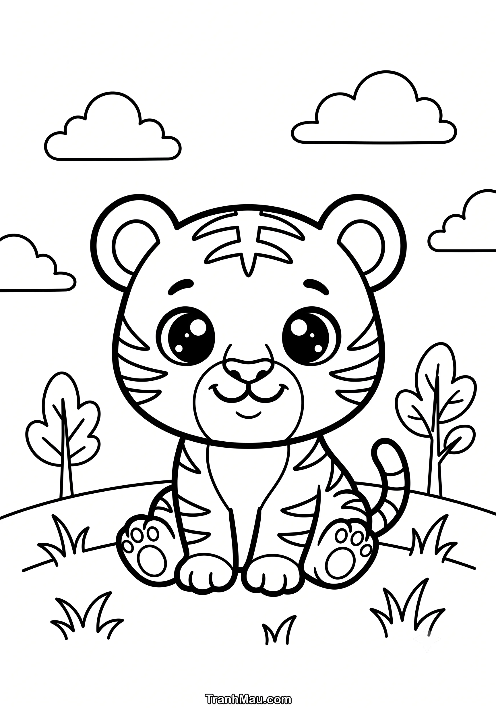 Tranh Tô Màu Hổ Cute Cho Bé