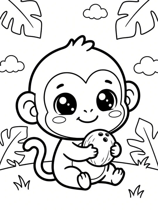 Tranh Tô Màu Khỉ Chibi Cute