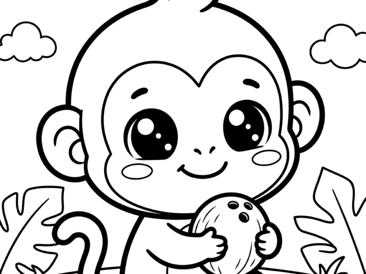Tranh Tô Màu Khỉ Chibi Cute