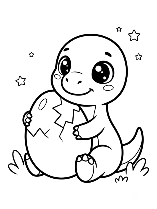 Tranh Tô Màu Khủng Long Baby Cute