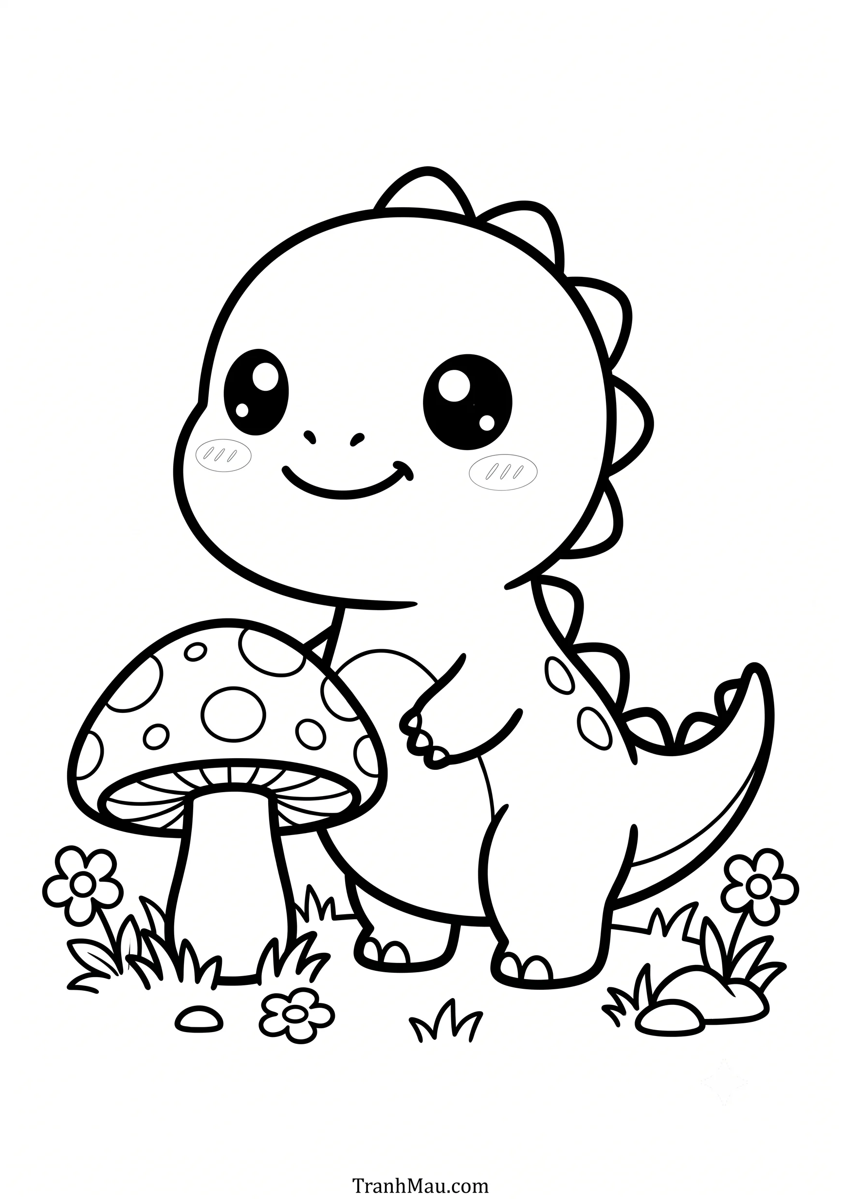 Tranh Tô Màu Khủng Long Kawaii