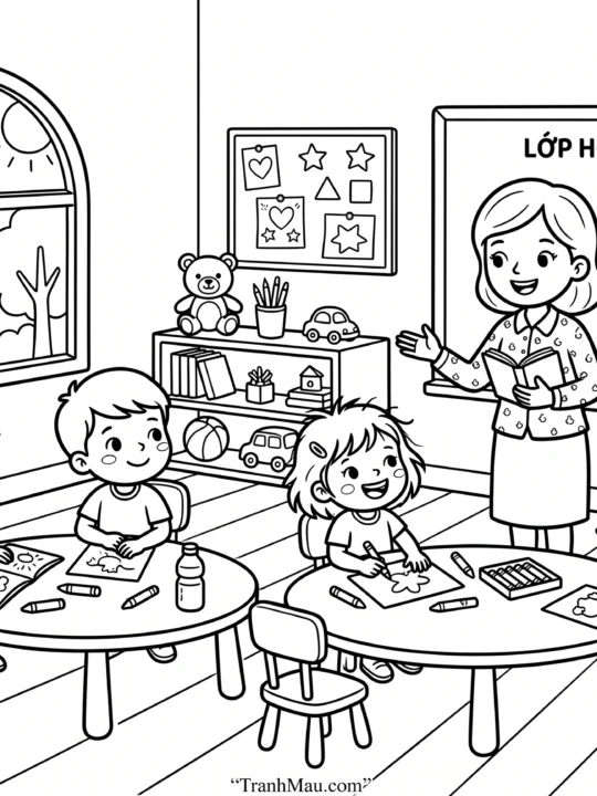 Tranh Tô Màu Lớp Học Mầm Non