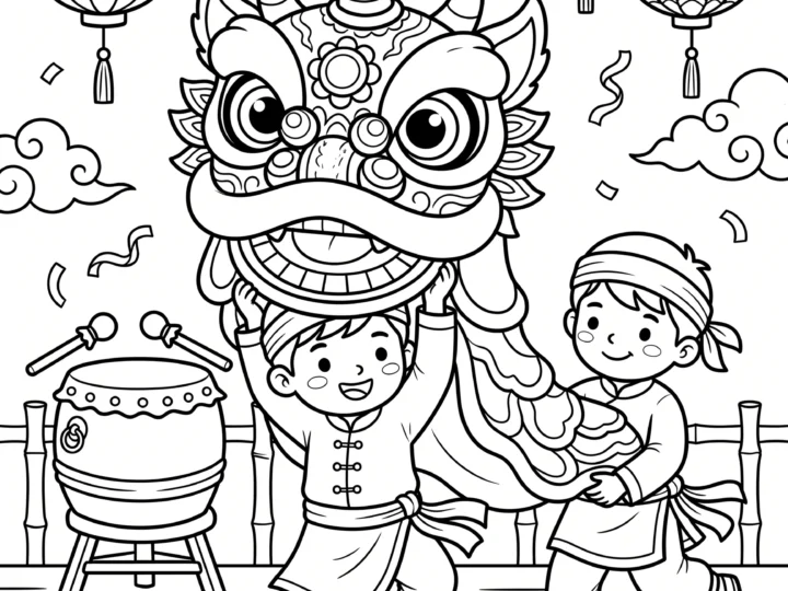 Tranh Tô Màu Múa Lân