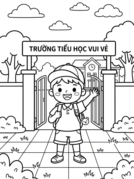Tranh Tô Màu Ngày Đầu Đi Học