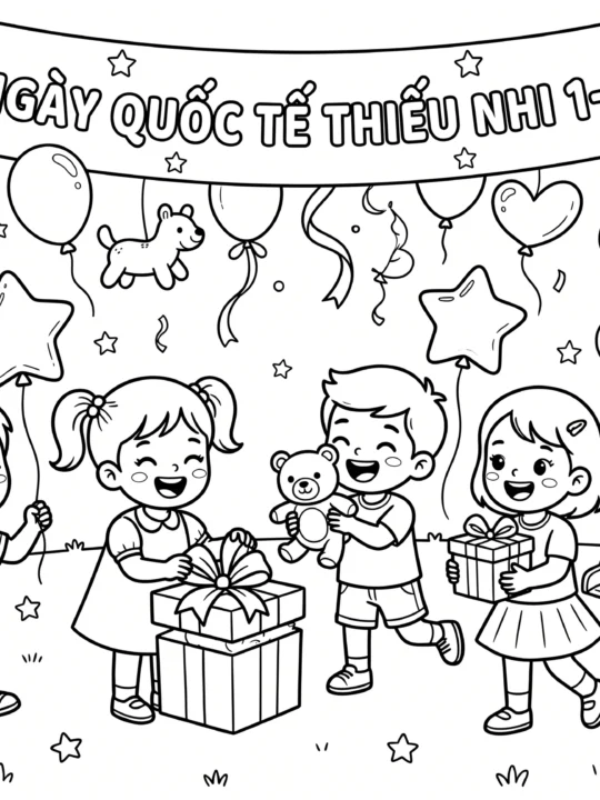 Tranh Tô Màu Ngày Quốc Tế Thiếu Nhi