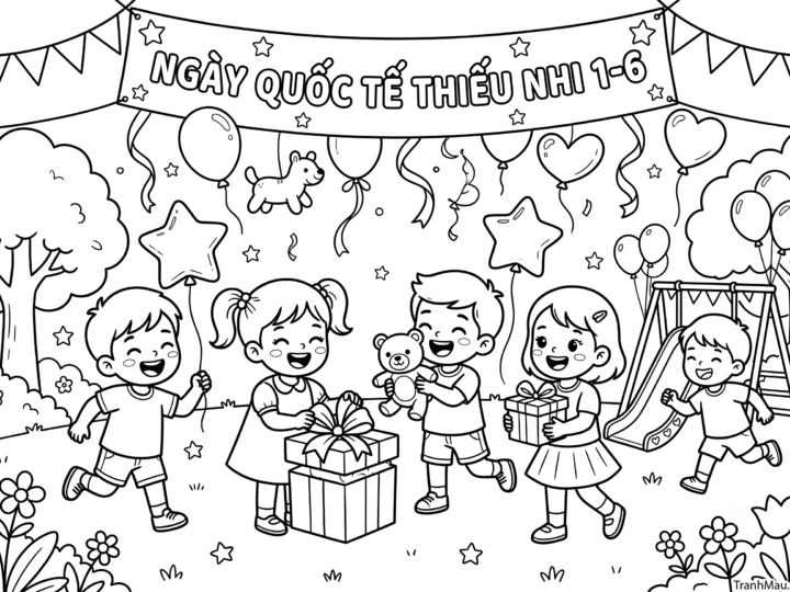 Tranh Tô Màu Ngày Quốc Tế Thiếu Nhi