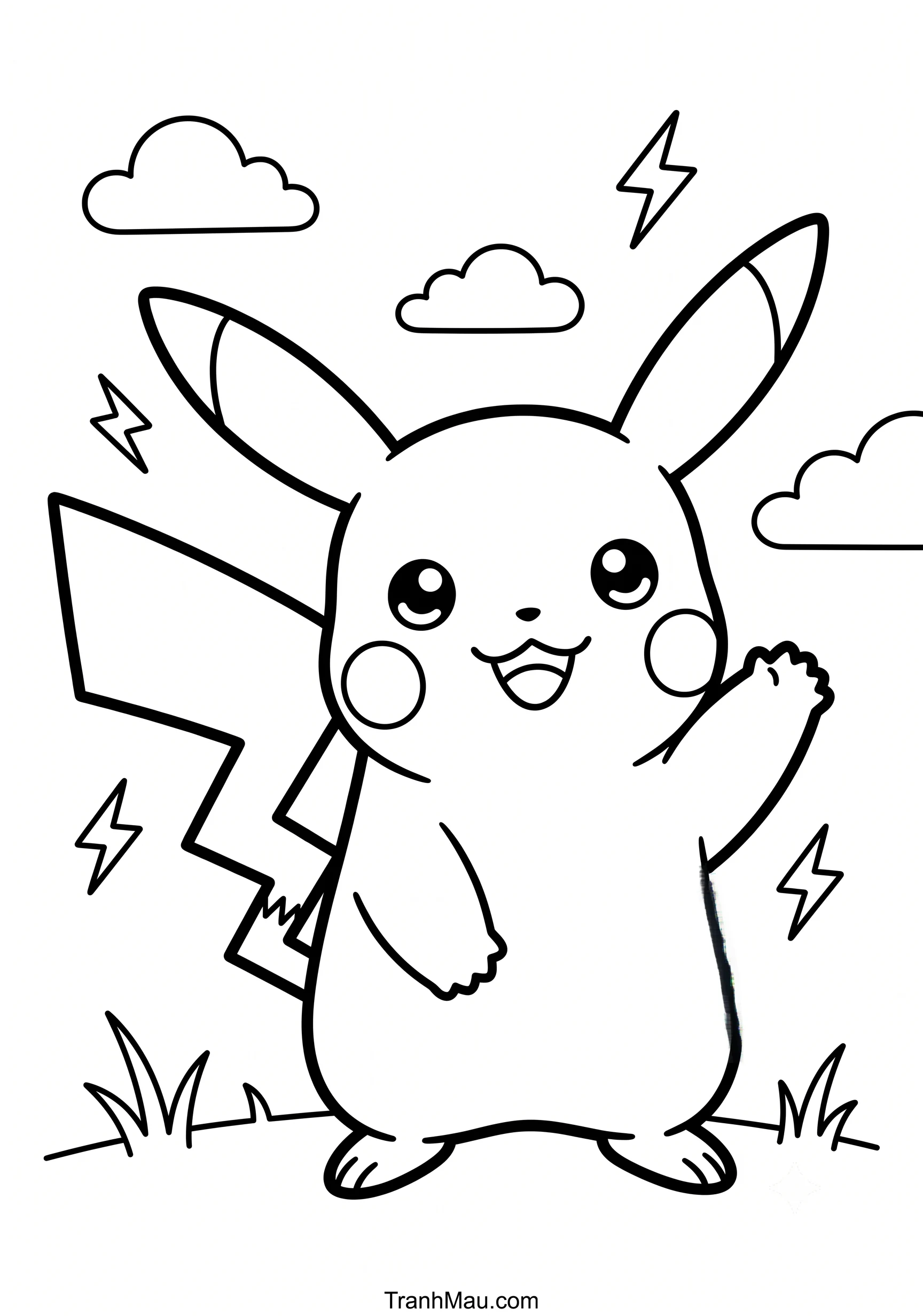 Tranh Tô Màu Pikachu Cute