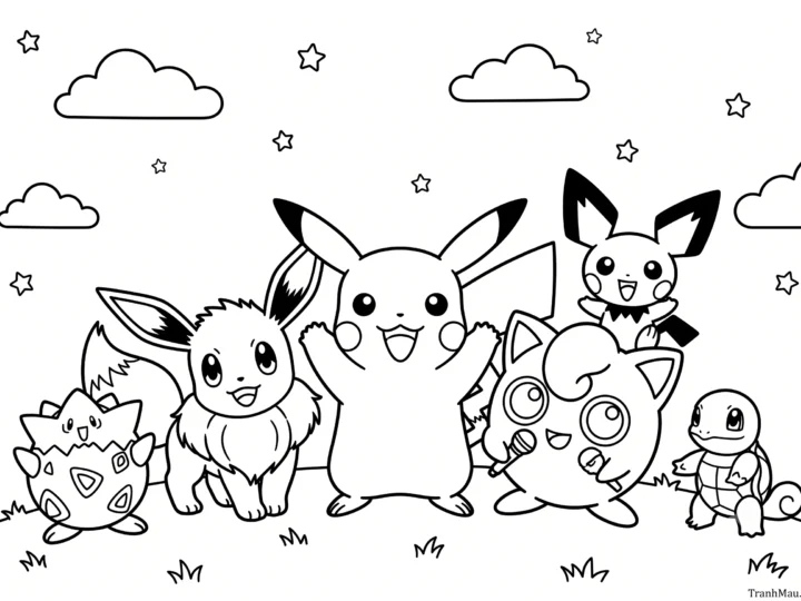 Tranh Tô Màu Pokemon Dễ Thương