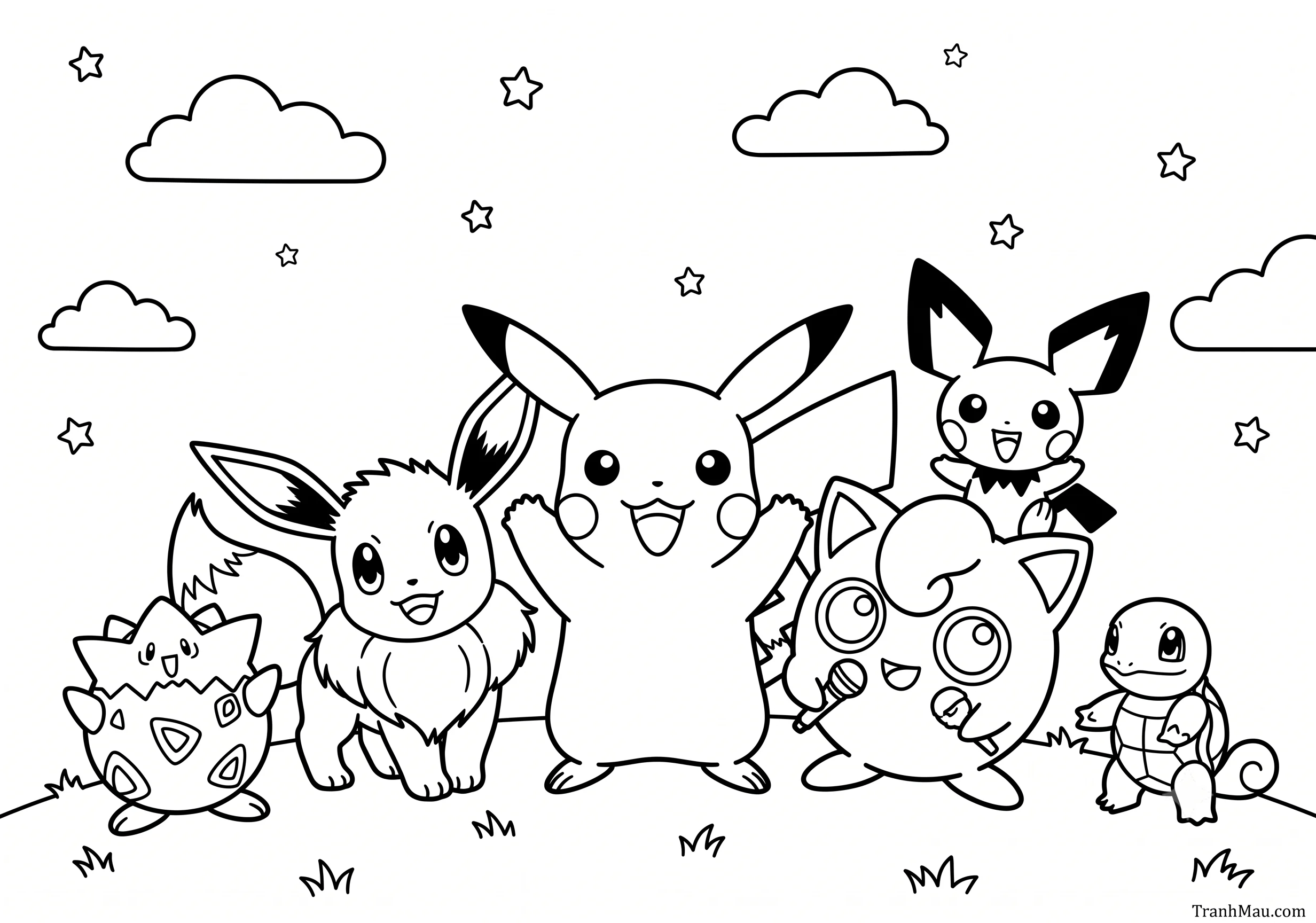 Tranh Tô Màu Pokemon Dễ Thương