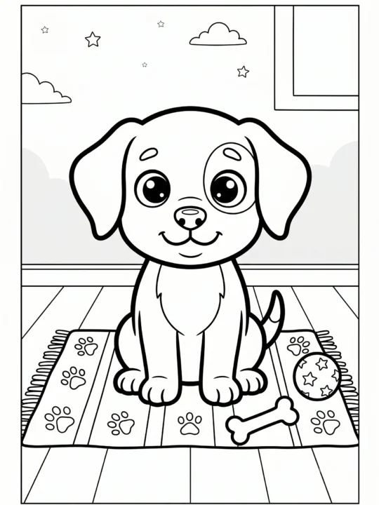 Tranh Tô Màu Puppy Cute Cho Bé