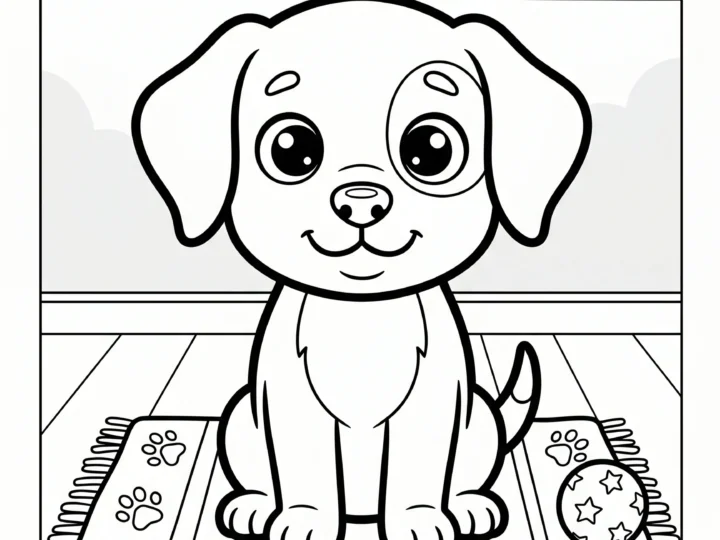 Tranh Tô Màu Puppy Cute Cho Bé