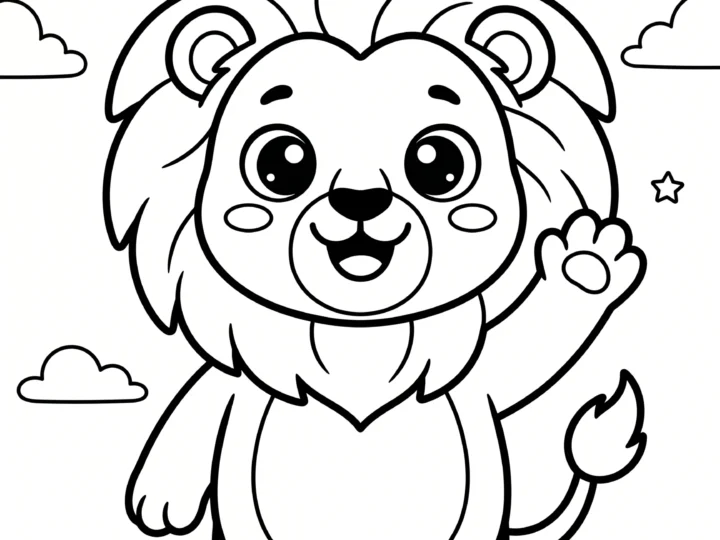 Tranh Tô Màu Sư Tử Cute Cho Bé
