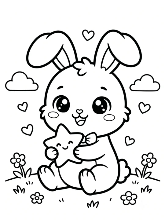 Tranh Tô Màu Thỏ Chibi Cute