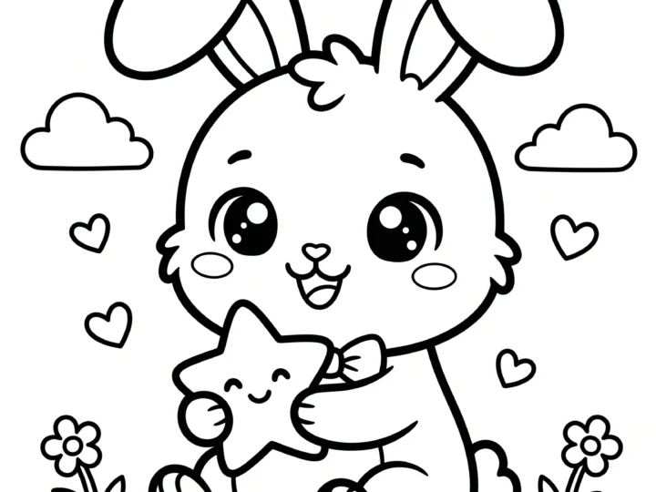 Tranh Tô Màu Thỏ Chibi Cute