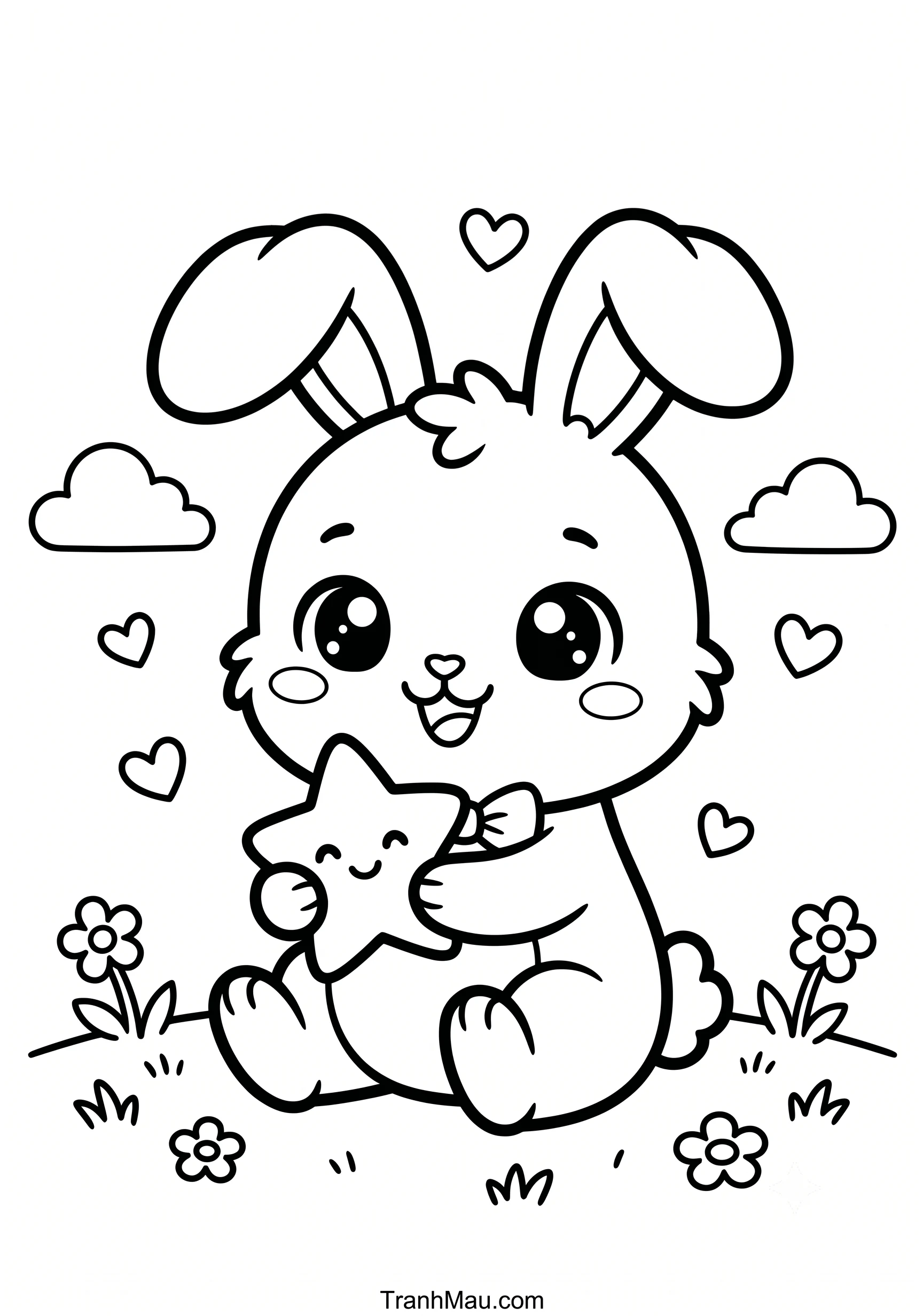 Tranh Tô Màu Thỏ Chibi Cute