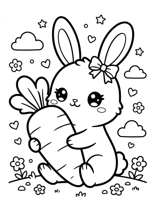 Tranh Tô Màu Thỏ Kawaii Nhật Bản