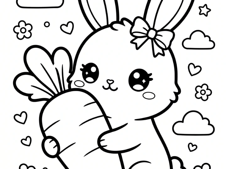 Tranh Tô Màu Thỏ Kawaii Nhật Bản