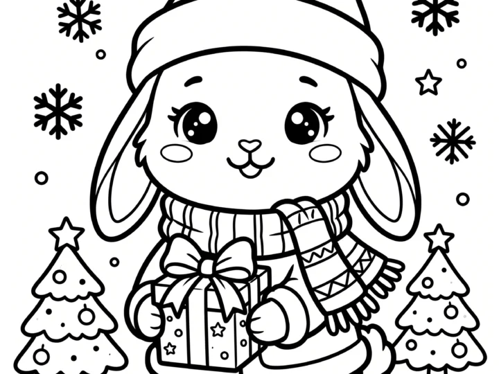 Tranh Tô Màu Thỏ Noel Cute