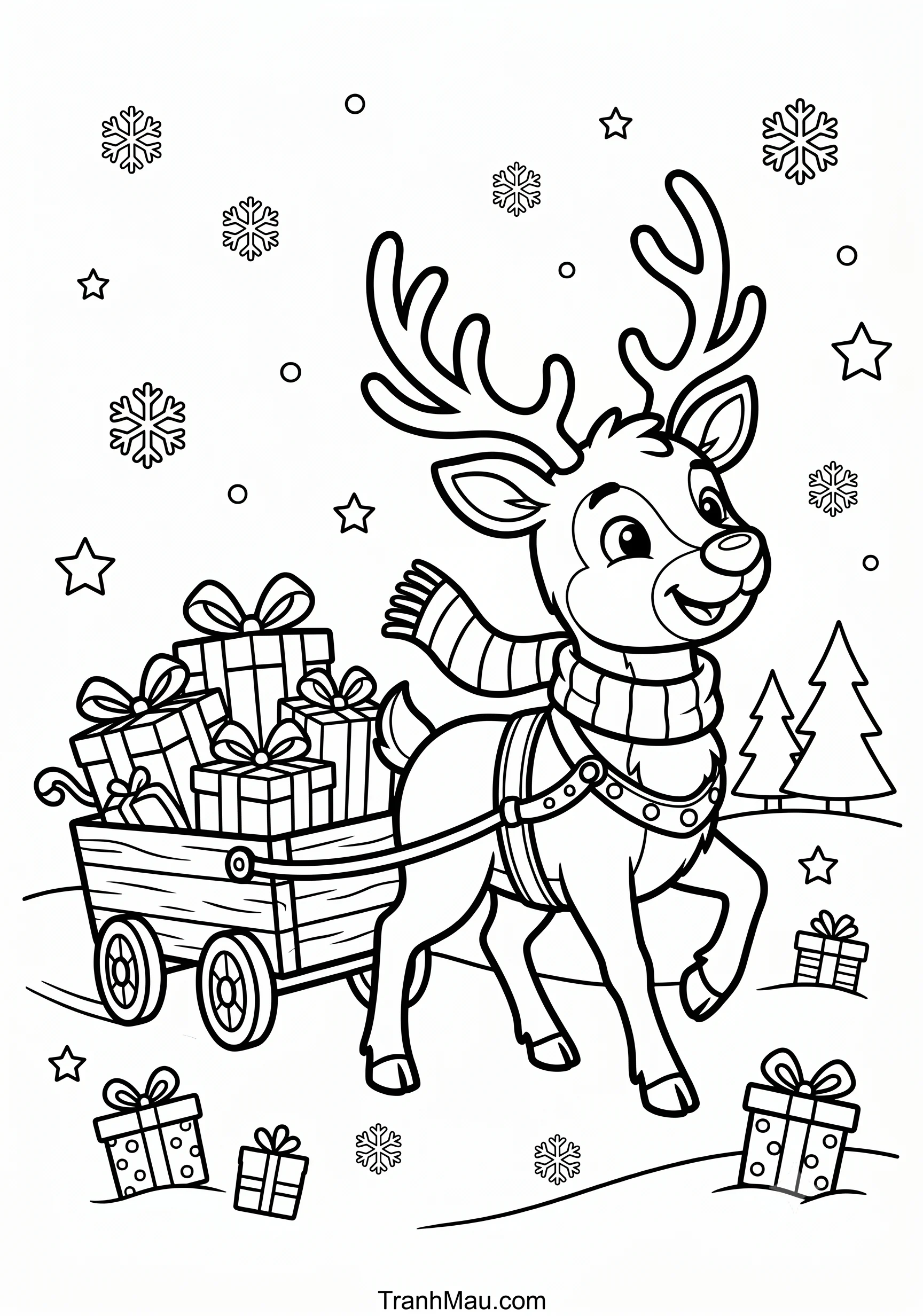 Tranh Tô Màu Tuần Lộc Noel